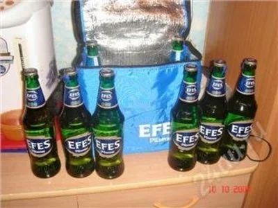 Лот: 133646. Фото: 1. сумка холодильник EFES и 8 бутылок... Разное