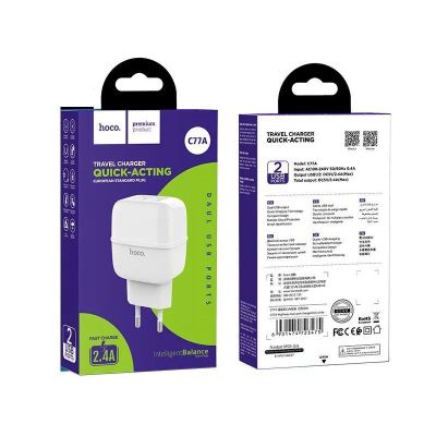 Лот: 22150630. Фото: 1. СЗУ HOCO C77A dual USB port 2... Зарядные устройства, блоки питания, адаптеры сетевые для смартфонов