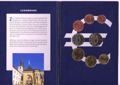 Лот: 11854697. Фото: 1. Набор евромонет Люксембург 2002г... Наборы монет
