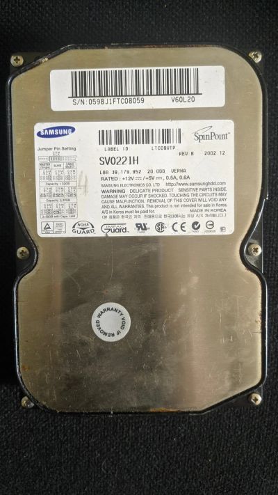 Лот: 16518993. Фото: 1. Жесткий диск Samsung 20 gb IDE. Жёсткие диски (HDD)