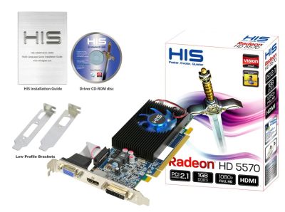 Лот: 4811336. Фото: 1. Видеокарта HIS HD 5570 (H557FS1G... Видеокарты