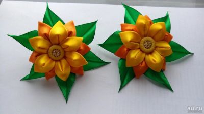 Лот: 9078755. Фото: 1. Резиночки/заколки "Солнечные". Цветы из ткани