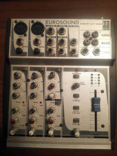 Лот: 6477331. Фото: 1. Микшерный пульт Eurosound compact-602. Микшеры, предусилители, микрофонные эффекты
