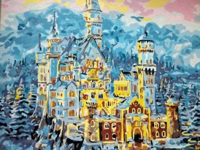 Лот: 10714128. Фото: 1. картина "замок. зима" (готовая... Картины, рисунки
