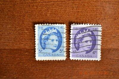 Лот: 5092960. Фото: 1. Марки Канады 1950-х годов. Королева... Марки