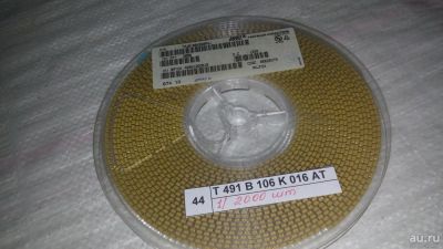 Лот: 9404152. Фото: 1. Чип конденсатор танталовый T491B106K016AT... Конденсаторы