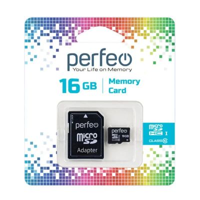 Лот: 21516773. Фото: 1. Карта MicroSD 16Gb PERFEO class10... Карты памяти