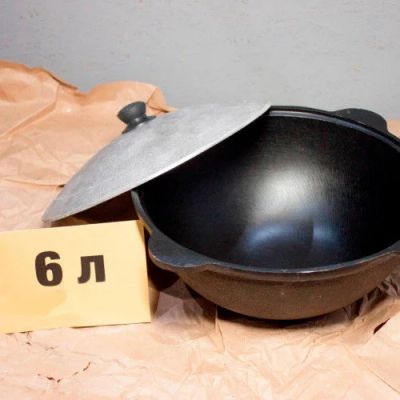 Лот: 15968799. Фото: 1. Казан чугунный с крышкой. Плоское... Жаровни, казаны