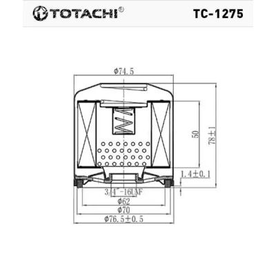Лот: 20925375. Фото: 1. Фильтр масляный TC-1275 TOTACHI... Двигатель и элементы двигателя