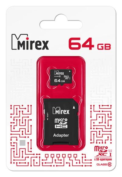 Лот: 16172813. Фото: 1. MicroSD 64 Gb Class 10 Mirex... Карты памяти