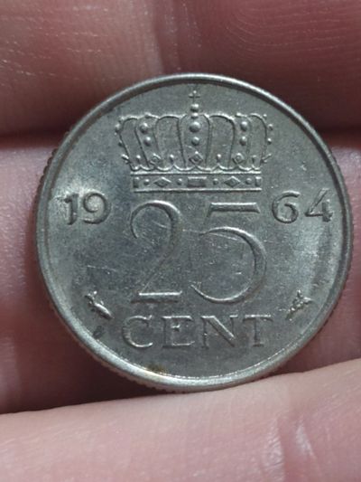 Лот: 15854998. Фото: 1. Нидерланды. 25 центов. 1964г. Европа