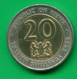 Лот: 8766118. Фото: 1. Кения 20 шиллингов 1998 Биметалл... Африка
