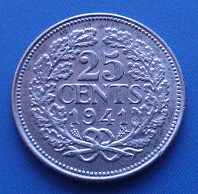 Лот: 5416182. Фото: 1. 25 центов 1941 год. Нидерланды... Европа