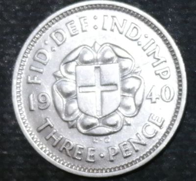Лот: 12620802. Фото: 1. Великобритания. 3 пенса. 1940... Остальные страны