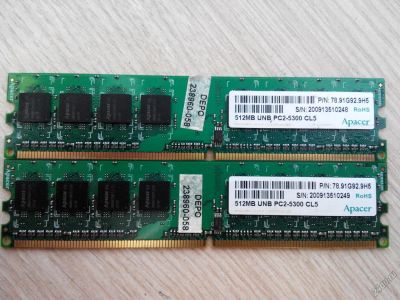 Лот: 5680905. Фото: 1. Apacer DDR2 667 DIMM 512Mb CL5. Оперативная память