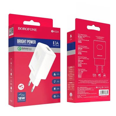 Лот: 22150661. Фото: 1. СЗУ BOROFONE BA-32A 1*USB QC3... Зарядные устройства, блоки питания, адаптеры сетевые для смартфонов