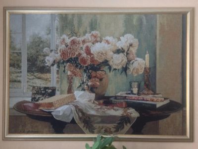 Лот: 7052997. Фото: 1. Картина Ваза с розами (Пано, Багет... Произведения