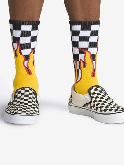 Лот: 25618210. Фото: 1. Носки Vans Flame Check Crew, Желтый. Другое (спортивная одежда)