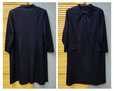 Лот: 25783071. Фото: 1. Платье темно-синее, 60(?), бу. Платья