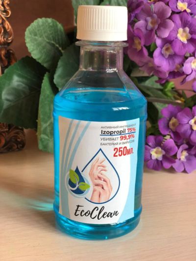 Лот: 15843675. Фото: 1. Антисептик 75 % EcoClean спиртовой... Антисептики, защитные средства, медицинские маски