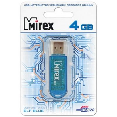 Лот: 16172810. Фото: 1. USB 4 Gb Mirex Elf USB 2.0 blue... USB-флеш карты