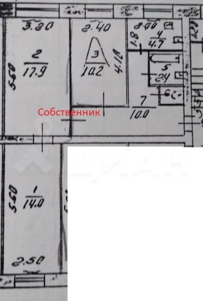 Лот: 17196077. Фото: 1. 3-к квартира, 60.2 м², 1/2 эт. Квартиры, студии