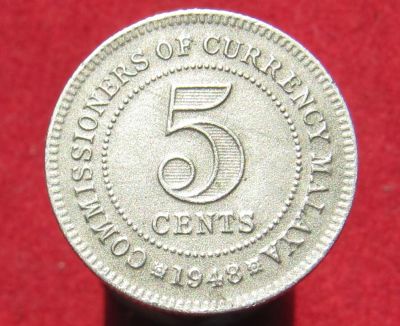 Лот: 16554977. Фото: 1. Малайя 5 центов, 1948г. Король... Азия