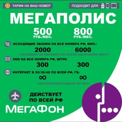 Лот: 19674628. Фото: 1. Мегаполис Мегафон тариф на ваш... SIM-карты, телефонные номера