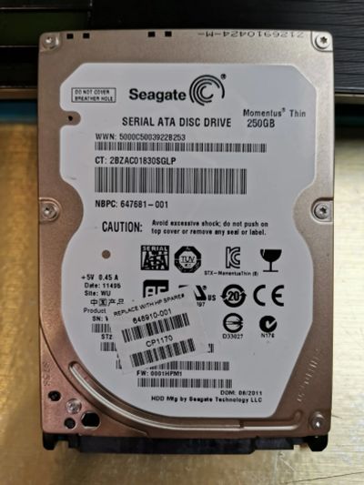 Лот: 18944149. Фото: 1. Жесткий диск hdd 250 gb seagate... Жёсткие диски (HDD)