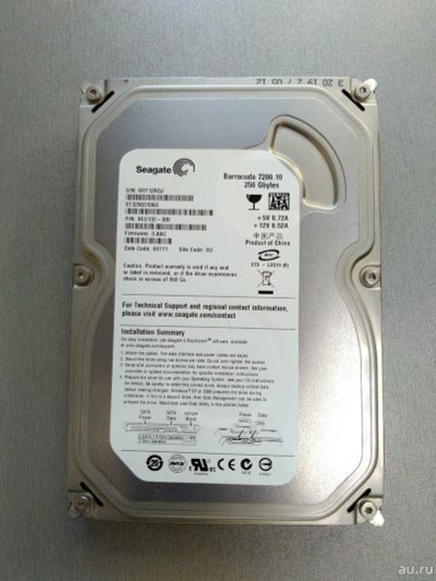 Лот: 15573065. Фото: 1. Жесткий диск HDD 250гб 3.5 sata. Жёсткие диски (HDD)