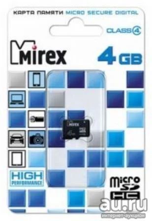 Лот: 9408772. Фото: 1. 4GB Карта памяти MicroSDHC MIREX... Карты памяти