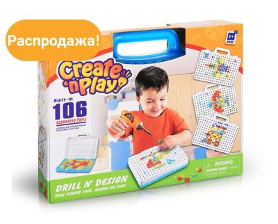 Лот: 14588830. Фото: 1. Конструктор-мозаика с шуруповертом... Конструкторы