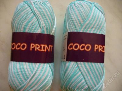 Лот: 533794. Фото: 1. пряжа сосо print бирюзовый, цена... Ткани, нитки, пряжа