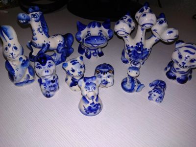 Лот: 15264398. Фото: 1. Гжель (фигурки). Фигурки, статуэтки