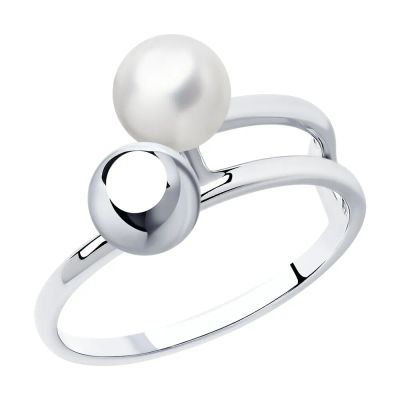 Лот: 23825402. Фото: 1. Серебряное кольцо с жемчугом и... Кольца, перстни