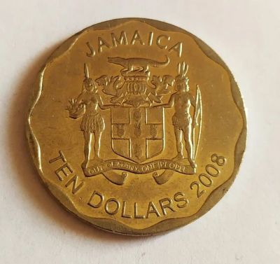 Лот: 25190814. Фото: 1. Ямайка 10 долларов 2008 первый... Америка