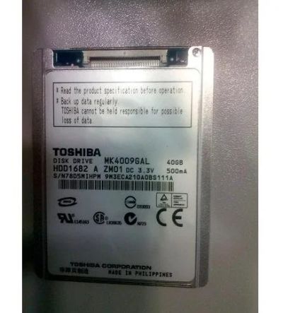 Лот: 6955432. Фото: 1. hdd toshiba mk4009gal 40 Gb. Жёсткие диски (HDD)