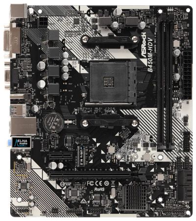 Лот: 16078234. Фото: 1. Материнская плата ASRock B450M-HDV... Материнские платы