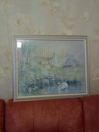 Лот: 15038289. Фото: 1. Картина из пазлов Лебеди. Картины, рисунки
