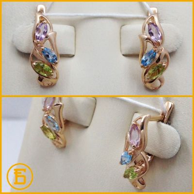 Лот: 9178825. Фото: 1. Золотые серьги 585 пробы. Вес... Серьги, каффы