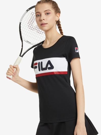Лот: 22450968. Фото: 1. Футболка женская FILA, Черный. Другое (спортивная одежда)