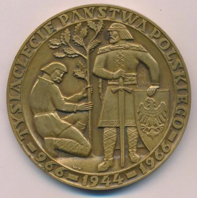 Лот: 17760587. Фото: 1. Польша 1966 медаль Тысячелетие... Памятные медали