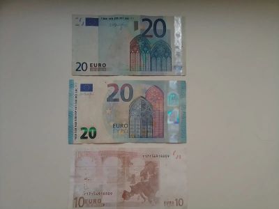 Лот: 20827824. Фото: 1. 50 Евро одним лотом (20+20+10). Сувенирные