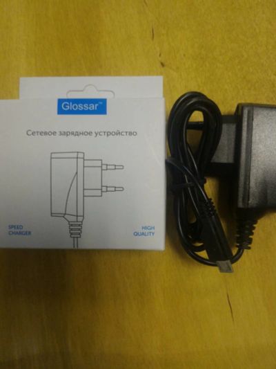 Лот: 12495589. Фото: 1. Сетевая зарядка Glossar microUSB. Зарядные устройства, блоки питания, адаптеры сетевые для смартфонов