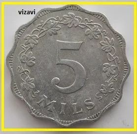 Лот: 17017670. Фото: 1. Мальта 5 милс 1972 (10). Европа