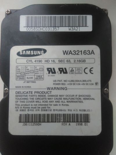 Лот: 15468743. Фото: 1. samsung раритет 2.16gb. Жёсткие диски (HDD)
