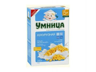 Лот: 7668347. Фото: 1. Молочные каши «Умница», 5+, кукурузная. Детское питание