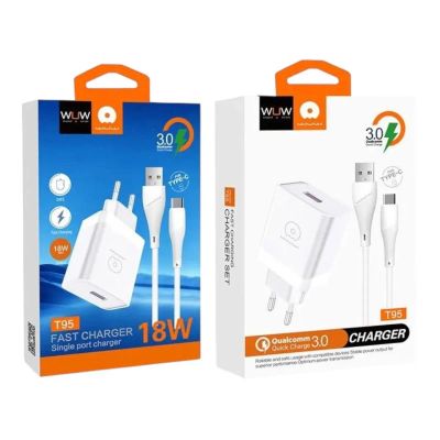 Лот: 25794811. Фото: 1. СЗУ WUW T-95 1*USB-A QC3.0 18W... Зарядные устройства, блоки питания, адаптеры сетевые для смартфонов
