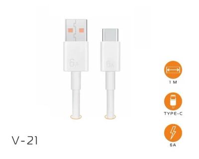 Лот: 20199307. Фото: 1. Кабель GSM Type-C - USB V-21 белый. Дата-кабели, переходники