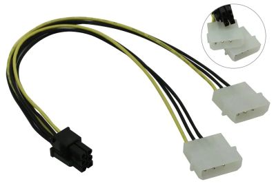 Лот: 18794512. Фото: 1. 2х 4pin Molex to 6pin PCIe. Шлейфы, кабели, переходники